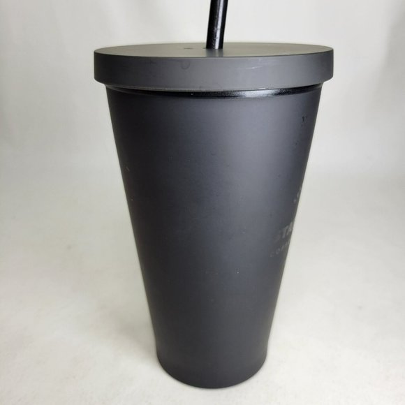 Starbucks Spellout Logo Matte Black Cold Cup with Straw Travel Tumbler 16oz - Picture 4 of 8